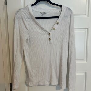 *3/$25* Lucky Brand Cream Ribbed Polo Blouse